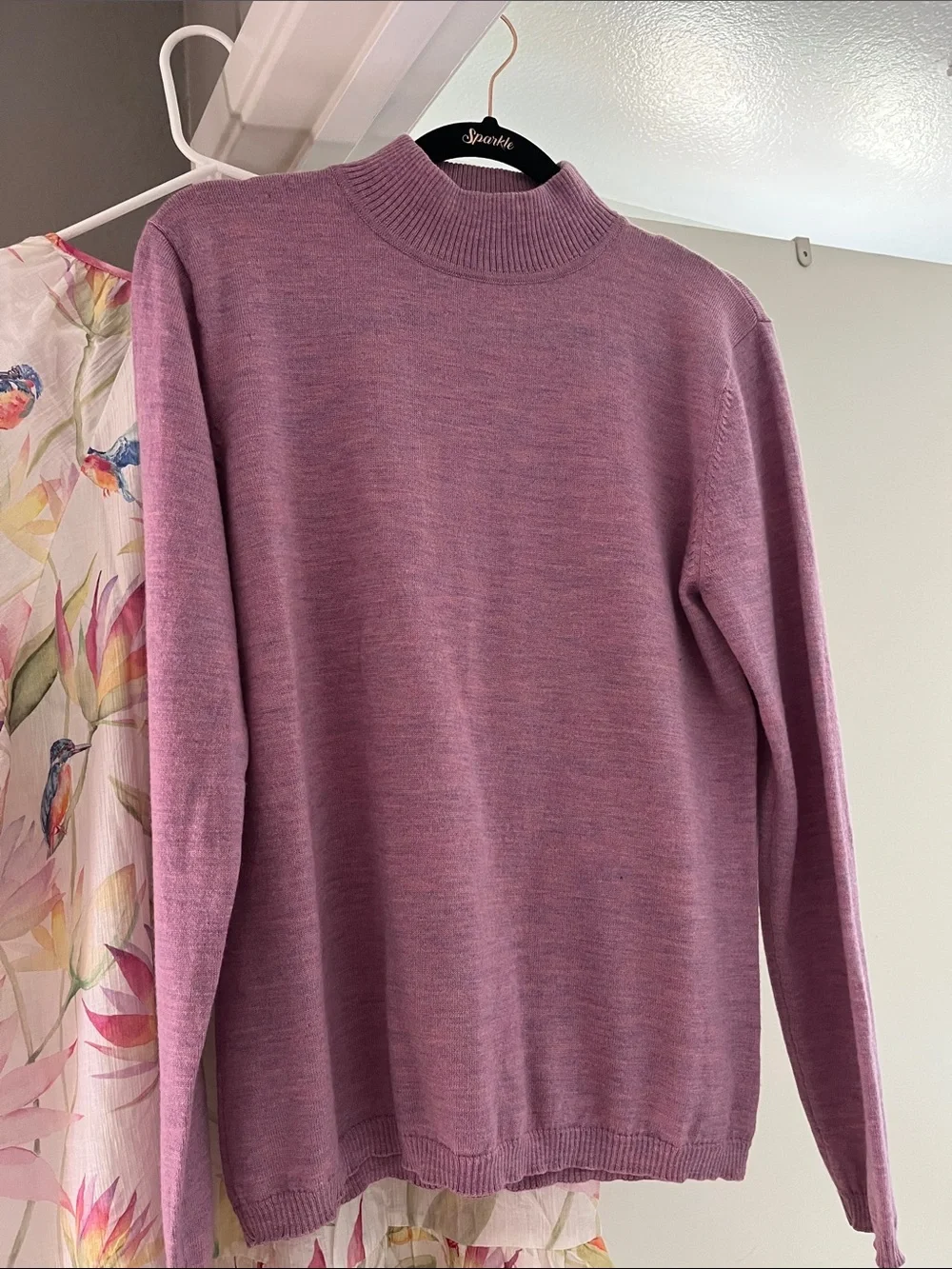 Pendleton Merino Wool Classic Women's Mock Neck Sweater - Lavender Pink L